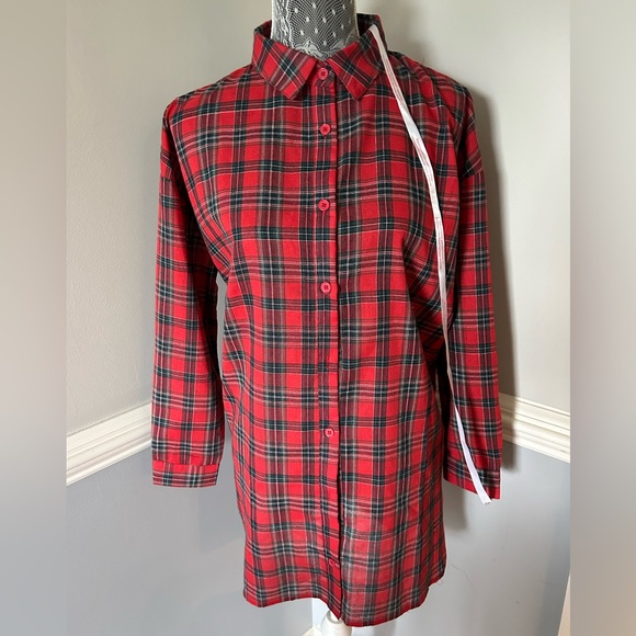 Misguided Red Plaid Petite Button down dress Size 10P - Picture 1 of 10